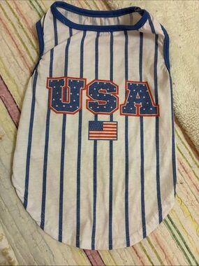 USA Striped Blue & White Dog Tank Top